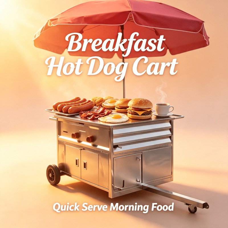 Street Food Snacks - Compact Mobile Snack Food Cart Wheeled