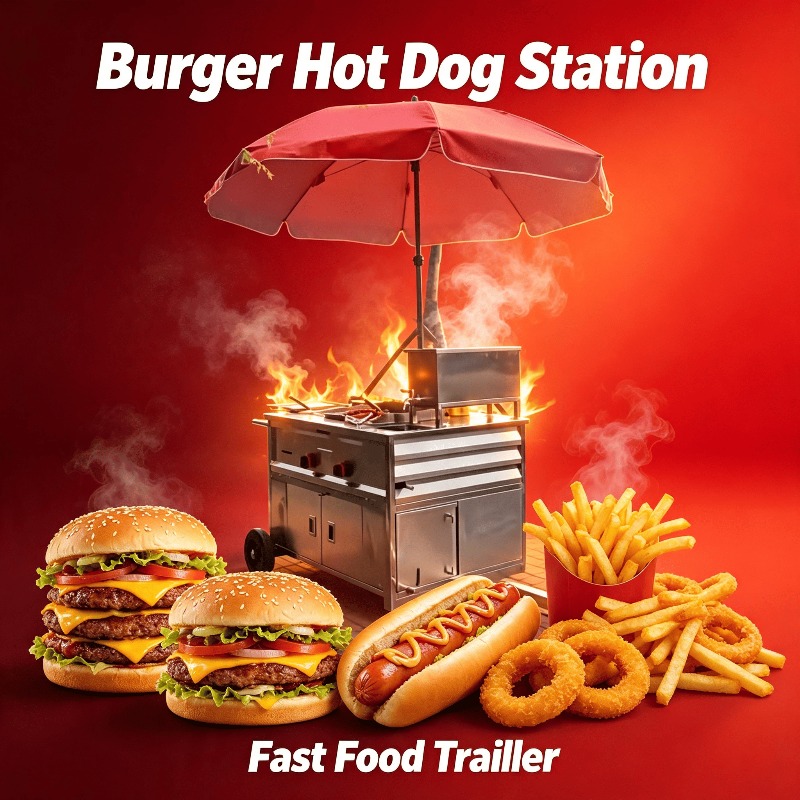 Street Food Snacks - Mobile Street Snack Cart Towable Hot