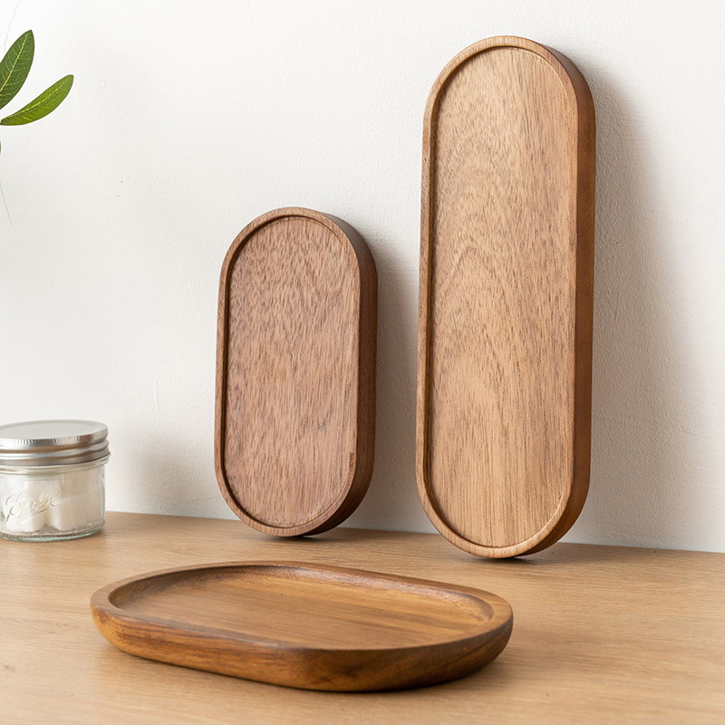 Food In Japanese Snacks - Tableware Solid Wood Food Tray Round