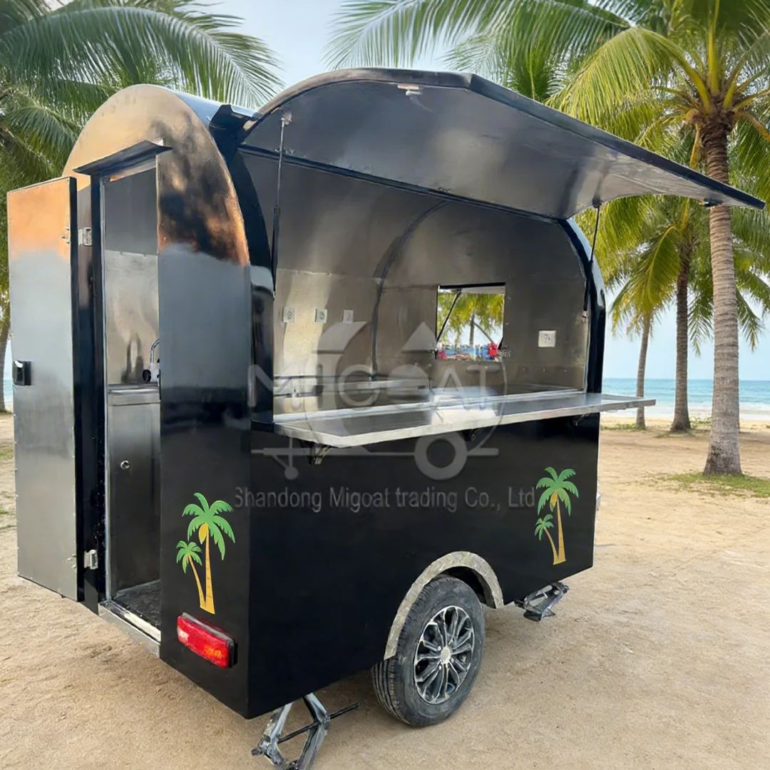 Black round Mobile Food Cart w - Street Food Snacks review and price