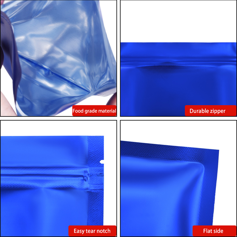 100pcs Matte Blue Foil Zipper  - Food With Snacks review and price
